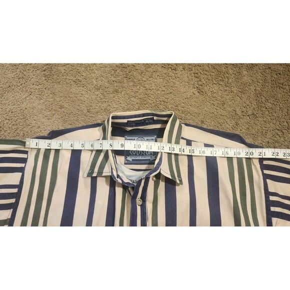 Vintage Coliseum Men's Shirt XXL‎ Black White Stripe Logo Heavy Button Down - Picture 4 of 16